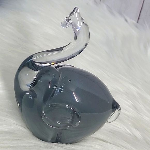 Y2K Unsigned Blown Glass Gray African Asian Elephant Paper Weight Trinket Decor - Picture 7 of 17